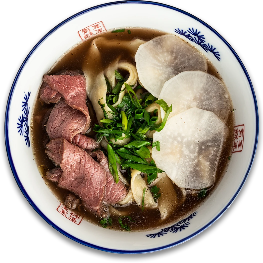 Ланьчжоу Ламьен, вариант с широкой лапшой и говядиной